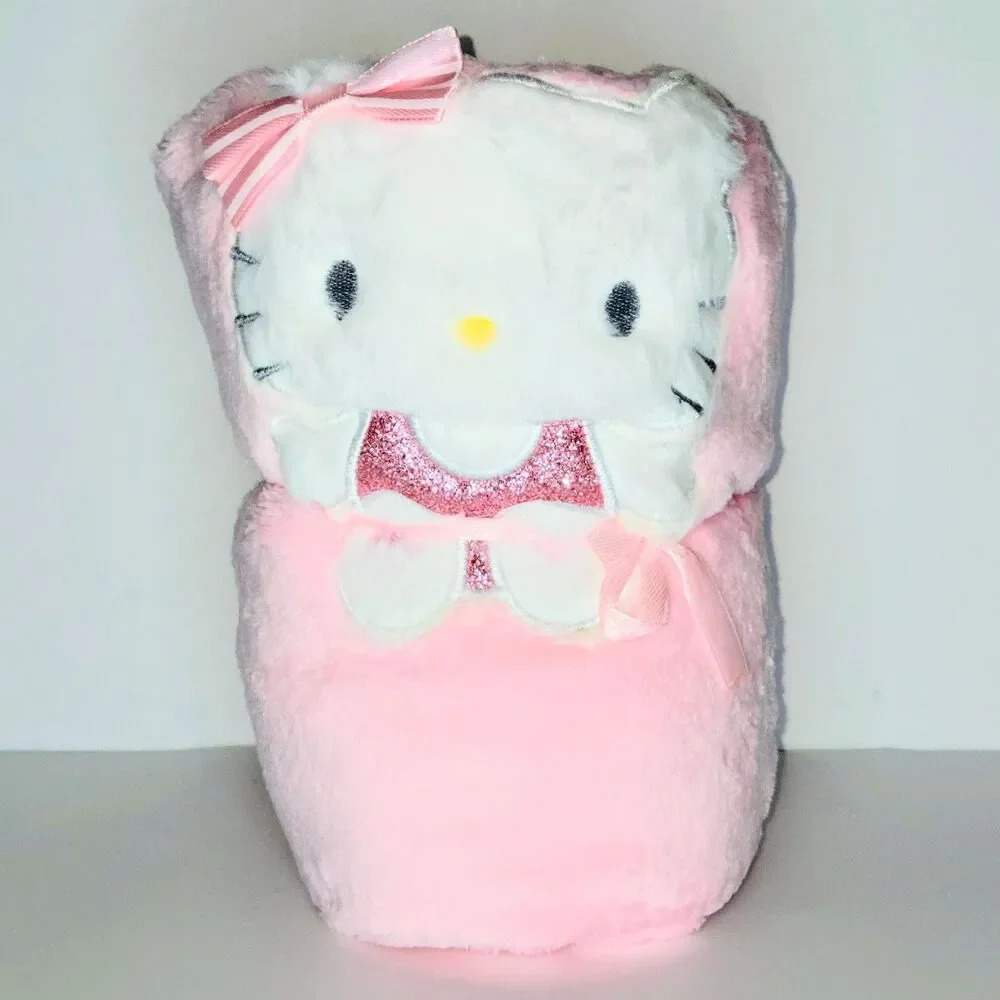 HELLO KITTY THROW BLANKET Pink Velvet Soft Anime Hello Kitty Kawaii 35x35